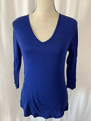 Michael Stars Womens Solid Royal Blue V Neck Long Sleeve Top Maternity • $18.12