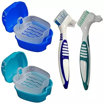 KISEER 2 Pack Denture Bath Case Cup Box Holder Storage Container With Denture  • $13.92