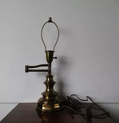 Vintage Brass Swing Arm Swivel Desk Table Lamp Light Adjustable • $25