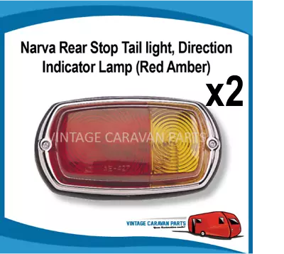 Caravan STOP TAIL LIGHT CHROME ( X2 )  12V  Narva Vintage  Viscount 86010 E0198 • $97.50