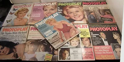 LOT 9 VINTAGE 1960'S 1970's PHOTOPLAY MOVIE FAN MAGAZINES JFK BEATLES • $19.99