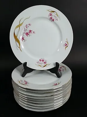 $79.99 • Buy 10 Eschenbach China Bavaria Germany Pink Flower Atomic Dinner Plates  P862