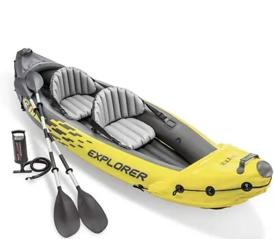 Intex Explorer K2 Kayak 2 Person Inflatable Canoe Boat With Pump - Yellow/ Black • £89.99