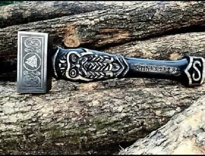 Hand Forged Hammer THOR Runic Nordic Carbon Steel Viking Hammer Mjolnir Hammer • $175