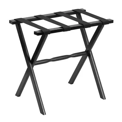 Hotel Black Finish Wood Folding Luggage Rack With Black Straps • $104.07