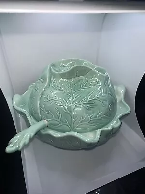 Cabbage Design Soup Tureen With Laddel And Lid Hand Crafted • $32