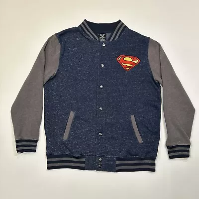 Superman Sweater Adult Medium Full Snap Varsity Style Logo DC Comics Men • $12