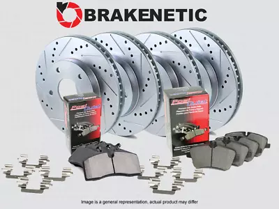 F&R BRAKENETIC Sport Drill Slot Brake Disc Rotors + Quiet Pads BSK76141 • $327