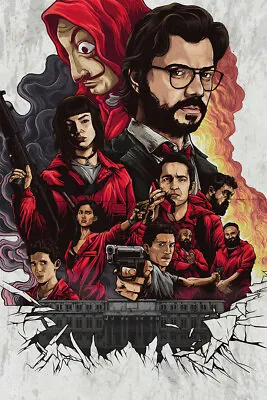 Money Heist Action Crime Drama Painting Print Wall Art Home Decor - POSTER 20x30 • $23.99