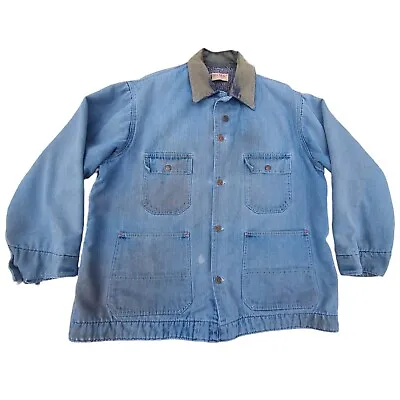 Big Mac Vintage Denim Blanket Lined Chore Coat Barn Jacket Made In USA  • $55