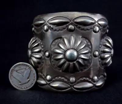 Vintage Navajo Bracelet - Sterling Silver Wide Cuff - Emerson Bill - 96g=3.4oz • $389