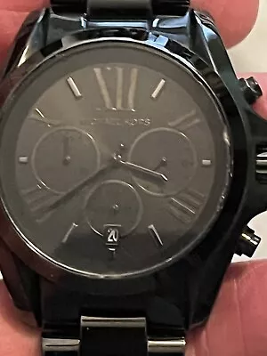 Michael Kors MK-5550 Mens Stainless Steel Oyster Band Bradshaw Wristwatch Black • $79.95