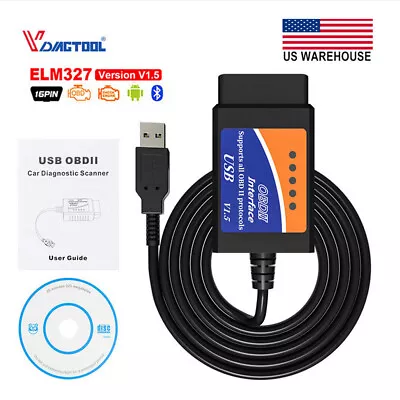 ELM327 USB Interface OBDII OBD2 Diagnostic Auto Car Scanner Tool Code Read Cable • $5.09