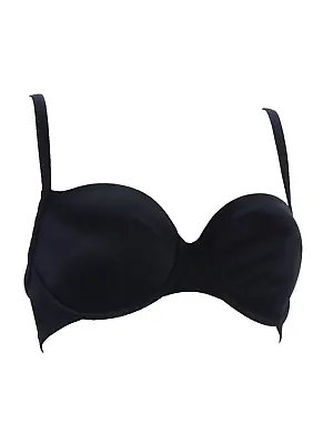 Panache T Shirt Bra  Porcelain Underwired Balcony Black 3376 Smooth Cup 30 DD • £12.99