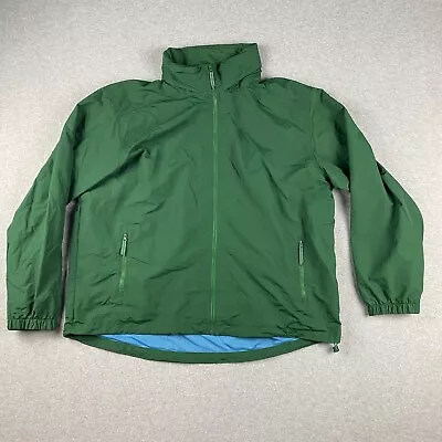Lands' End Windbreaker Jacket Mens 2XL Green Fill Zip Hooded Mesh Lined Pockets • $19.95