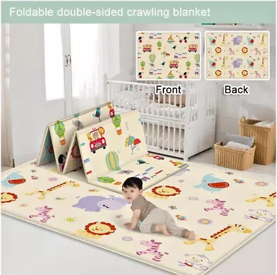 2Side Baby Play Mat Crawling Soft Blanket Folding Cartoon Waterproof Picnic Carp • £11.89