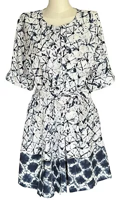 NWT Thakoon For Target Blue Shibori Print Belted Button Up Dress Women's Sz L • $26.60