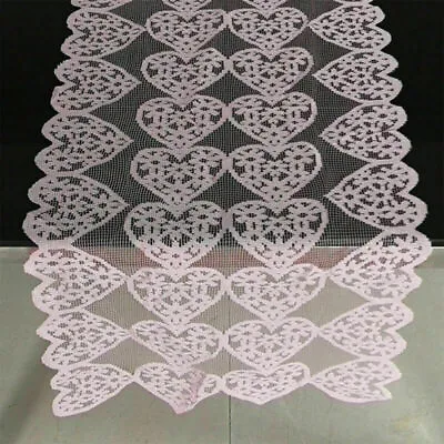 Pink Love Heart Table Runner Lace Dining Table Cover Valentine's Party Decor • £5.39
