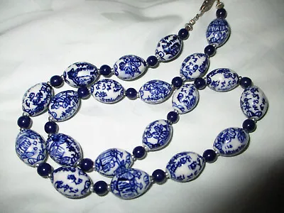 £20 • Buy Chinese Hand Painted Beads Blue/white Necklace One Of Two Unique