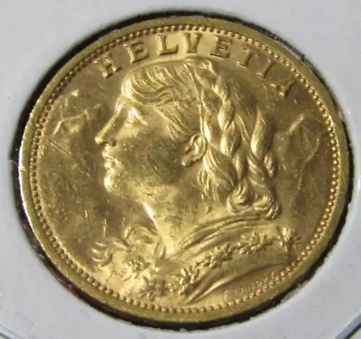 Switzerland 1912-B Gold 20 Francs #41 - KM#35.1 AGW .1867 Better Date - CHUNC • $600