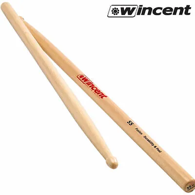 $23.50 • Buy Wincent 1 X Pair 55F US Hickory Wood Tip Drum Sticks Between 5A And 5B Size