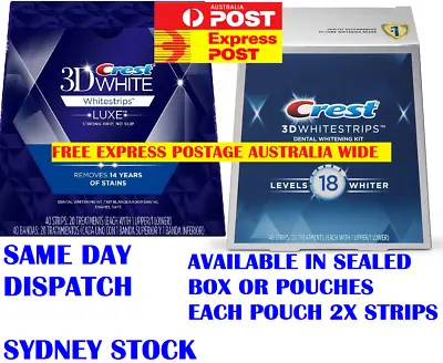 $35 • Buy Crest 3D White Professional Teeth Whitening Strips 18 Levels Whiter Sealed/pouch