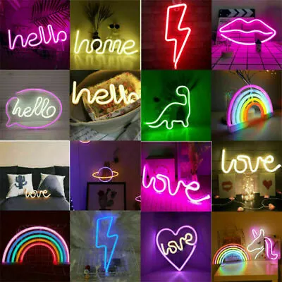 LED Rainbow Neon Sign Lights Bedside Night Light Lamp Kids XMAS Room Wall Decor • $5.12