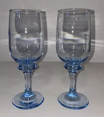 Mikasa Icy Pale Blue Crystal Hand Blown Water/Wine/Champagne Glasses – Set Of 2 • $8