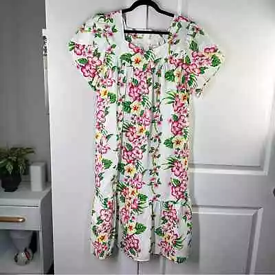 Royal Hawaiian Creations Size XL Made In USA Vintage Floral Dress Mumu Hibiscus • $50