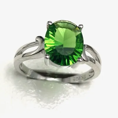 R0500G Classic Mt St. Helens Green Helenite 8x10mm OV.1.5Ct Sterling Silver Ring • $38