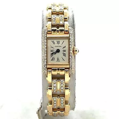 Cartier Vintage Tank Louis Mini 18k Yellow Gold Diamond Bezel/Bracelet 828003 • $18800