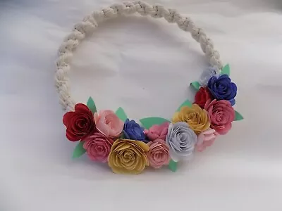 Handmade Macramé Spring Wreath With Rainbow Flowers • $20