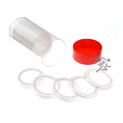 1.5oz Canadian Coin Holders Red Capsule Tube & 15 Air-Tite X38mm White Rings • $29.95