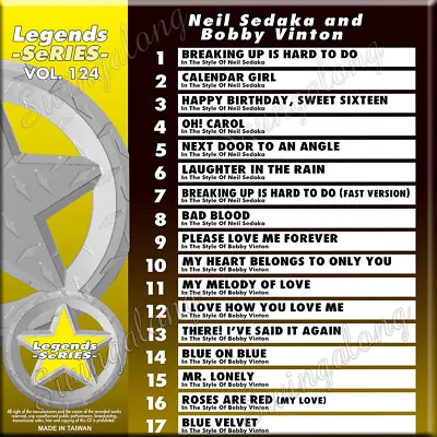 LEGENDS SERIES-124 NEIL SEDAKA & BOBBY VINTON NEW KARAOKE CD+G Calendar Girl++ • $12.99