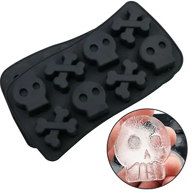 £2.89 • Buy Halloween Silicone Skull Cross Bones Ice Cube Tray Mould Candy Chocolate Mold UK