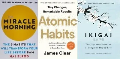 (The Miracle Morning +Atomic Habits + Ikigai)  Paperback Combo Set Of 3 Books • £14.10