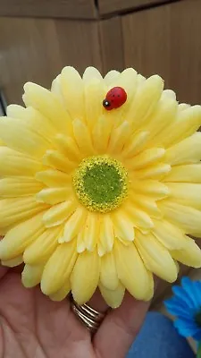  Single YELLOW Gerbera Daisy Car Dash Flower For VW Beetle Bug Vase + GIFT • £7.96