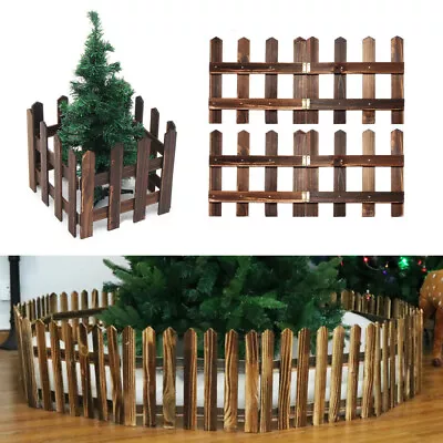 120cm Wooden Picket Fence Fencing Lawn Yard Edging Garden Tree Fence Decor • £7.99