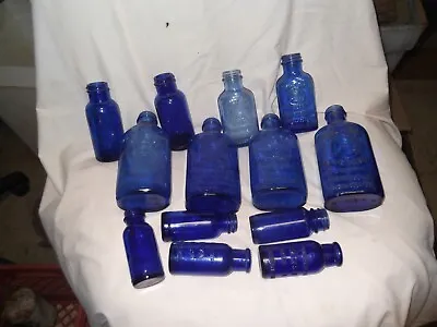 13 Lot Vintage Bottles Cobalt Blue • $30