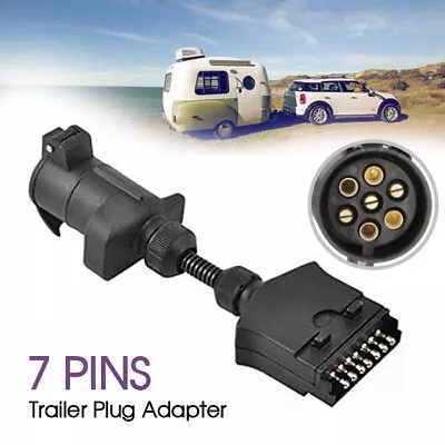 $16.59 • Buy Trailer Adapter Plug 7 PIN Round Female To Flat Male Caravan, Boat Connector