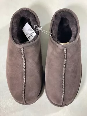 NEW! Kirkland Signature Men's Clog Slippers Brown Shearling Sheepskin Pick Size • $38.89