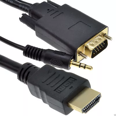 HDMI To SVGA With Audio PC Or Laptop To Monitor TV Video Cable  1m • £9.21