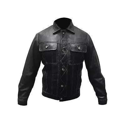 Mens Full Sleeve Jacket Style Shirt Very Hot Real Sheep Or Cow Leather • $114.99