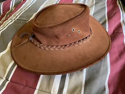 New Kakadu Traders Australia Genuine Australian Leather Hat Size M Brown Bush • $79.99