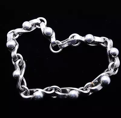 Taxco Sterling Silver Mexico Vintage  Ball Circle Link Chain Bracelet 7.75  • $49.99