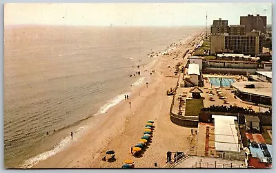 Vtg Virginia Beach VA Aerial View Ocean Shoreline Resort Beach 1970s Postcard • $3.99