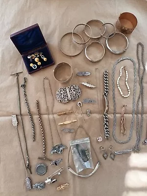 Job Lot Mainly Hallmarked Antique & Vintage Jewellery Rare Finds (L6) • £55