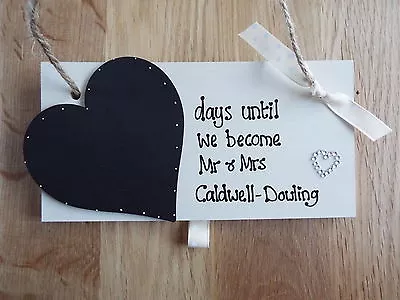 Personalised Countdown To Wedding Chalkboard Plaque Sign Engagement Gift Chic • £5.99