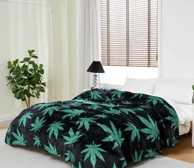 Marijuana Leaf Blanket 80”x90” • $60