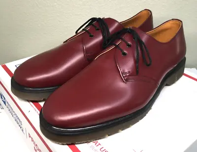 90s Vintage Dr Martens 3-eye 11 Shoes England MIE Cherry Red 1461 Quilon Oxfords • $189.99